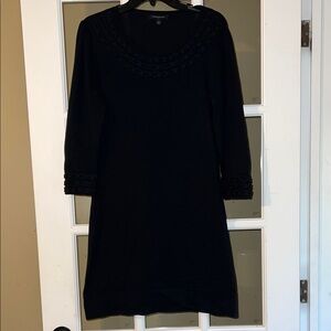 Banana Republic Navy Long-Sleeve Sweater Dress with Trimmed Neckline